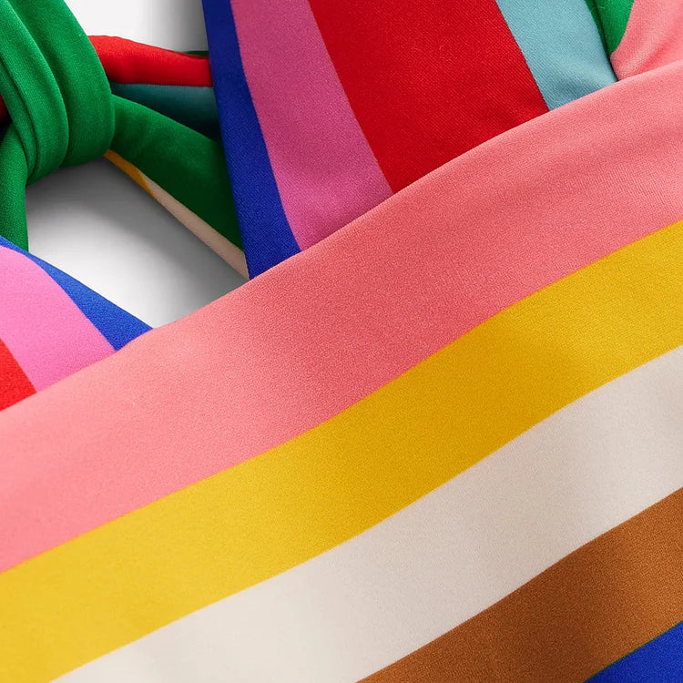 Colorful Striped Swimsuit Set