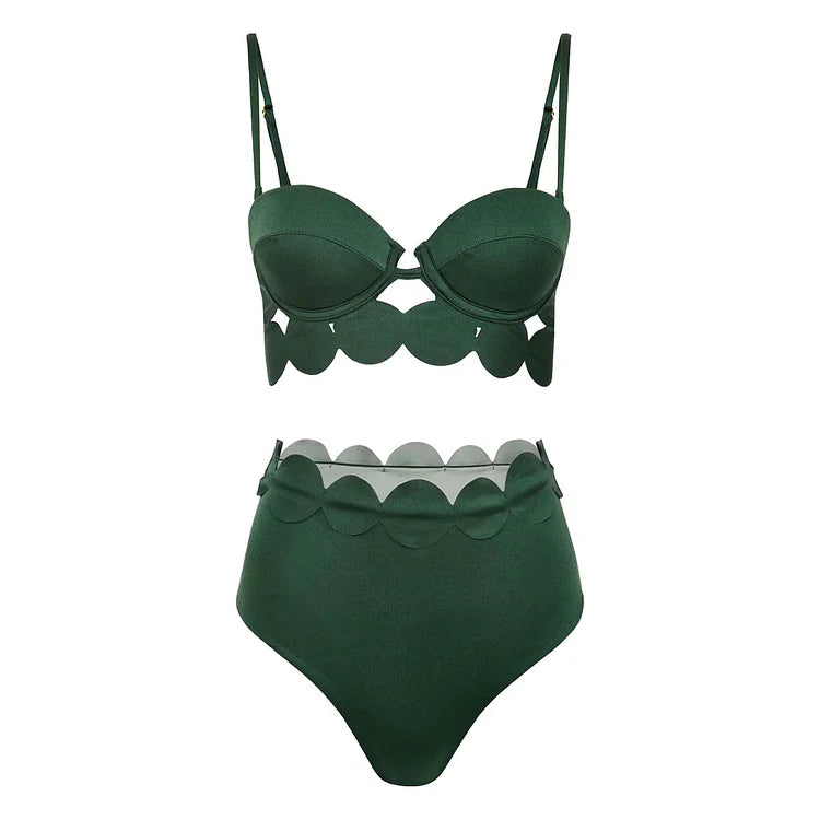 Green Laser Cut Circular Bikini Set
