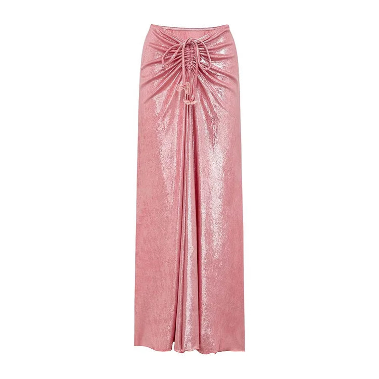 Pembe Parlak Kelebek Detaylı Mayo Takımı