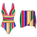 Colorful Striped Swimsuit Set