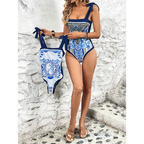 Tile Pattern Double-Sided Swimsuit Set