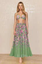 3-Piece Floral Top with Deep V-Neck Swimsuit Set