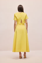 Angelica Short-Sleeved Top and Skirt Set with Floral Applique