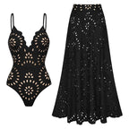 Vanera Laser Cut Floral Pattern Swimsuit Set