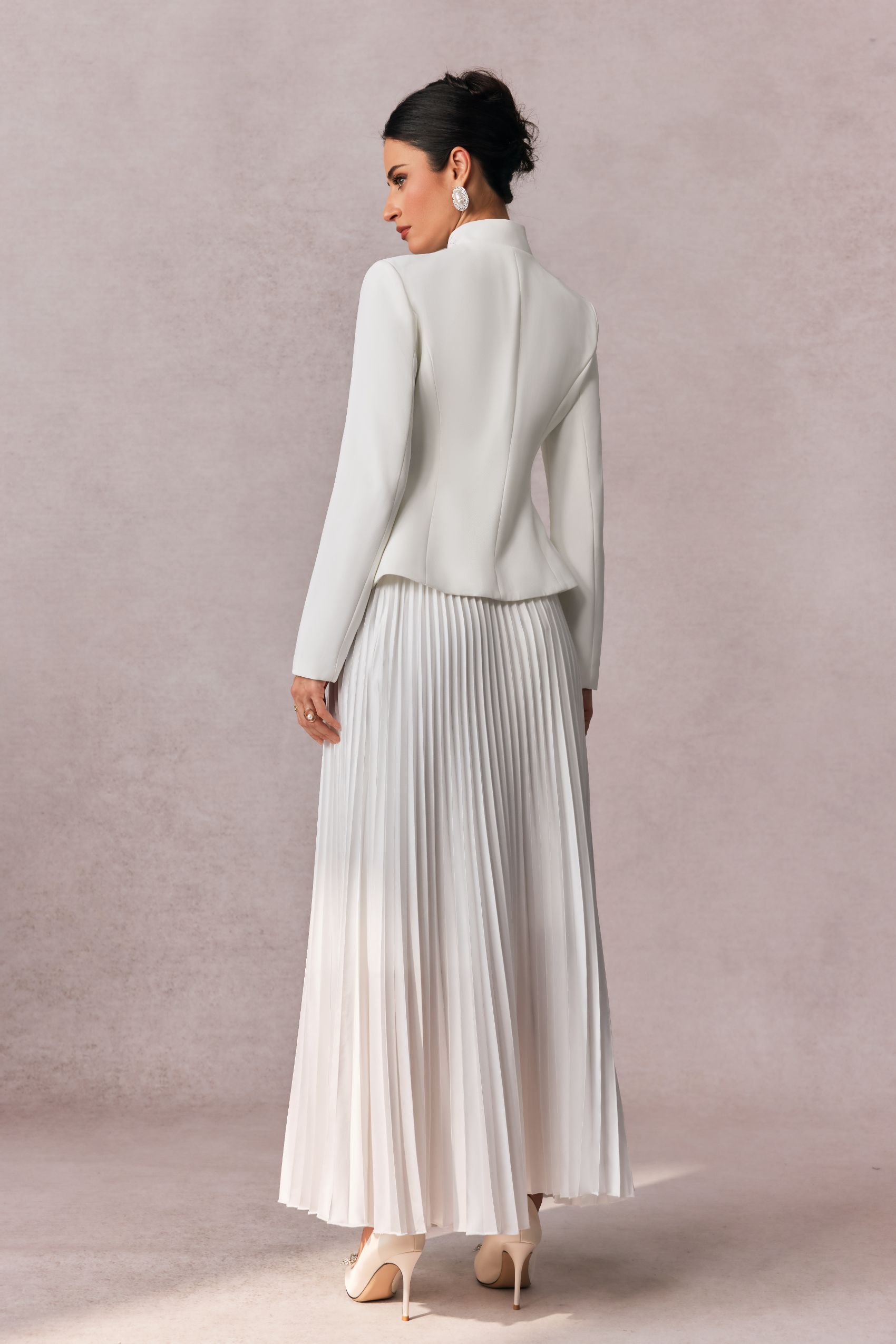 Christine Embroidered Pleated Skirt Set