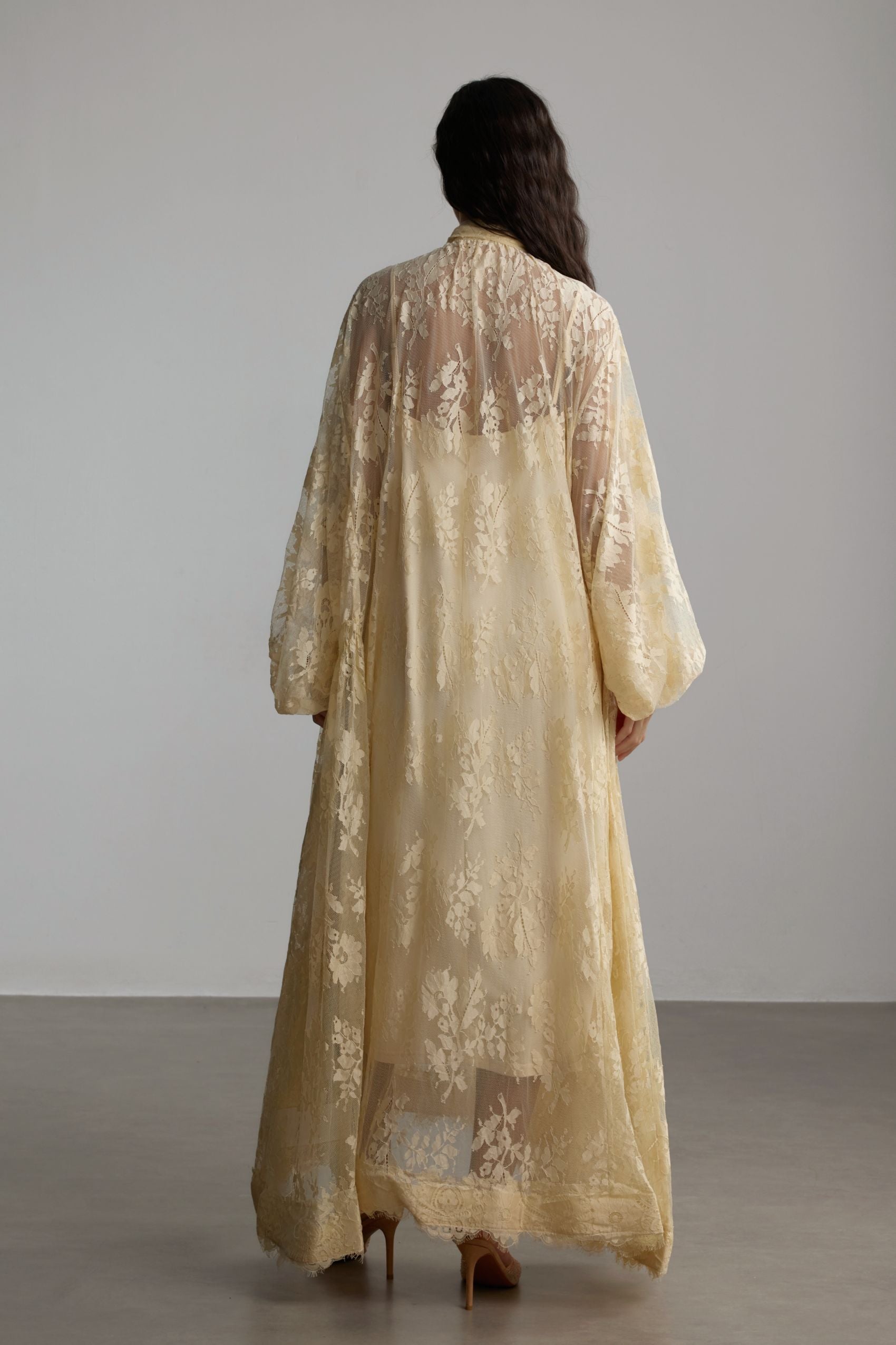 Catharine Floral Lace Sheer Long Dress