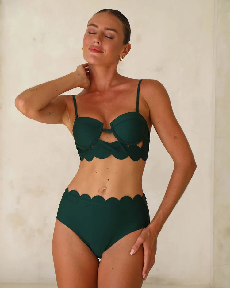 Green Laser Cut Circular Bikini Set