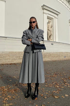 Georgia Collar Blazer Midi Skirt Set