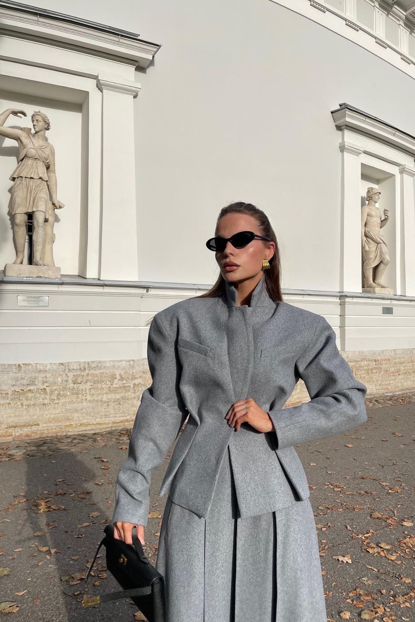Georgia Collar Blazer Midi Skirt Set
