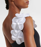 3D Floral One-Shoulder and Strapless Swimsuit Set