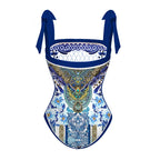 Tile Pattern Double-Sided Swimsuit Set