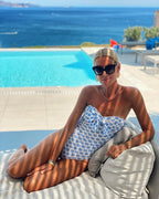 Heart Patterned Swimsuit Set with Bow and Shorts or Skirt