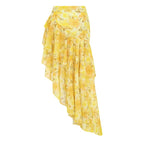 Yellow Lily Patterned Swimsuit Set