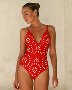 Vanera Laser Cut Floral Pattern Swimsuit Set