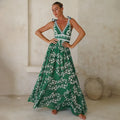 Green Strappy Swimsuit Set with Ruffles