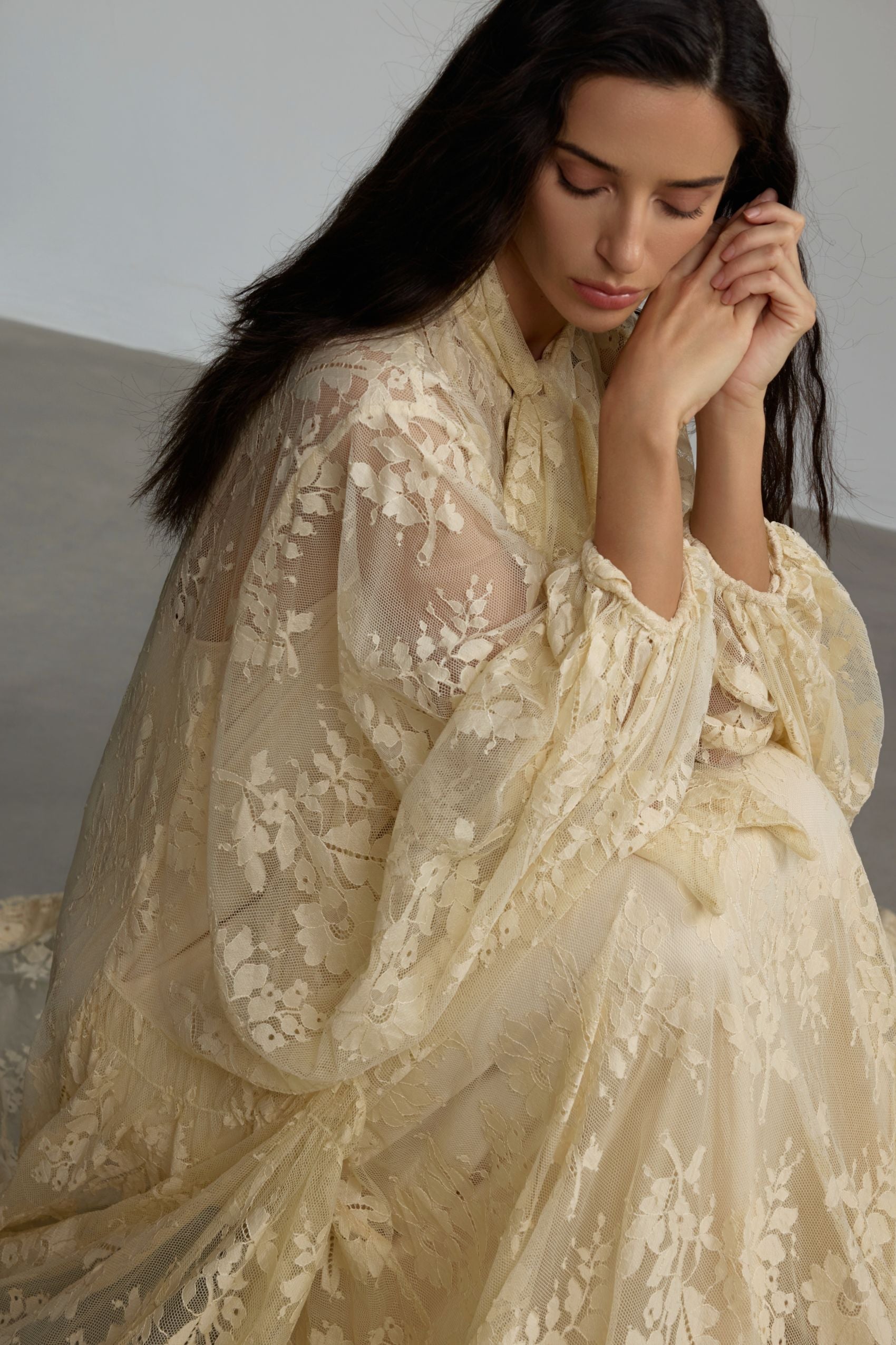 Catharine Floral Lace Sheer Long Dress