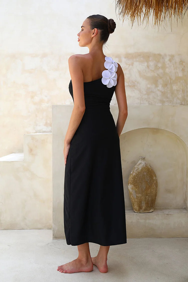 3D Floral One-Shoulder and Strapless Swimsuit Set