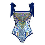 Tile Pattern Double-Sided Swimsuit Set