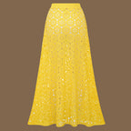 Yellow Laser Cut Floral Pattern Swimsuit Set