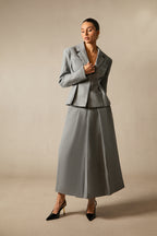 Georgia Collar Blazer Midi Skirt Set