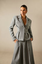 Georgia Collar Blazer Midi Skirt Set