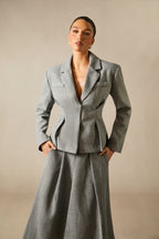Georgia Collar Blazer Midi Skirt Set