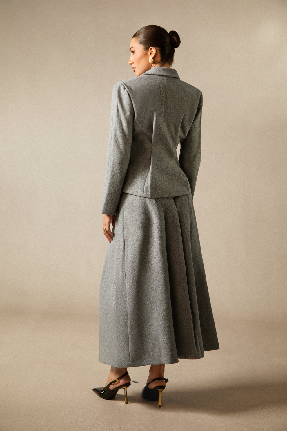 Georgia Collar Blazer Midi Skirt Set