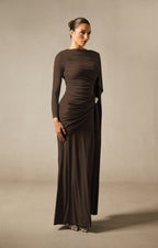 Elsie Long Sleeved Cape Detail Long Dress