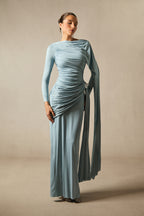 Elsie Long Sleeved Cape Detail Long Dress