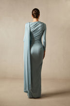 Elsie Long Sleeved Cape Detail Long Dress