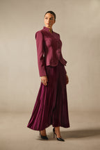 Christine Embroidered Pleated Skirt Set