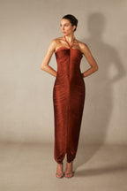 Elaina Halter Neck Tassel Maxi Dress