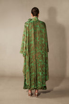 Leona Pleated Corset Cape Sleeve Long Dress