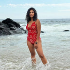 Vanera Laser Cut Floral Pattern Swimsuit Set