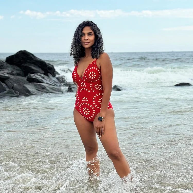 Vanera Laser Cut Floral Pattern Swimsuit Set