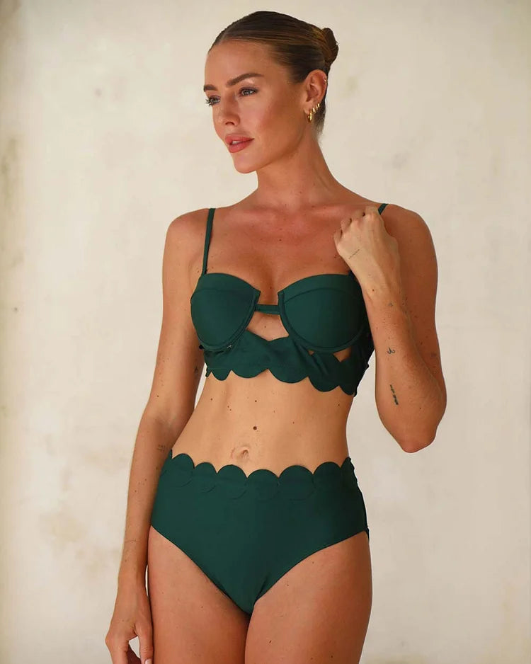 Green Laser Cut Circular Bikini Set