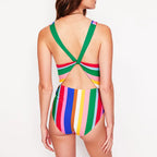 Colorful Striped Swimsuit Set