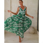 Green Strappy Swimsuit Set with Ruffles