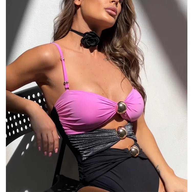 Beaded Knotted Swimsuit Set