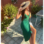 Vintage Green Belted Swimsuit Set