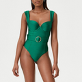 Vintage Green Belted Swimsuit Set