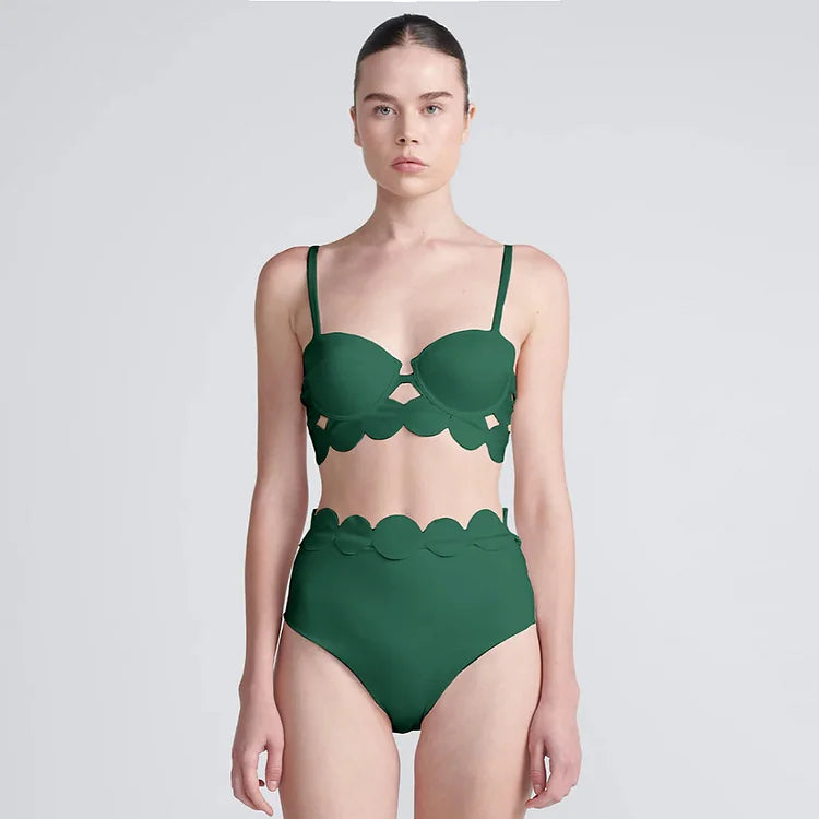 Green Laser Cut Circular Bikini Set