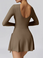 High-Necked Long-Sleeved Tennis Dress