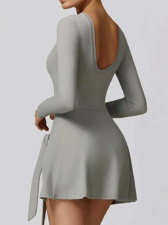 High-Necked Long-Sleeved Tennis Dress