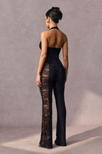 Martha Halter Neck Sheer Lace Jumpsuit