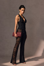 Martha Halter Neck Sheer Lace Jumpsuit
