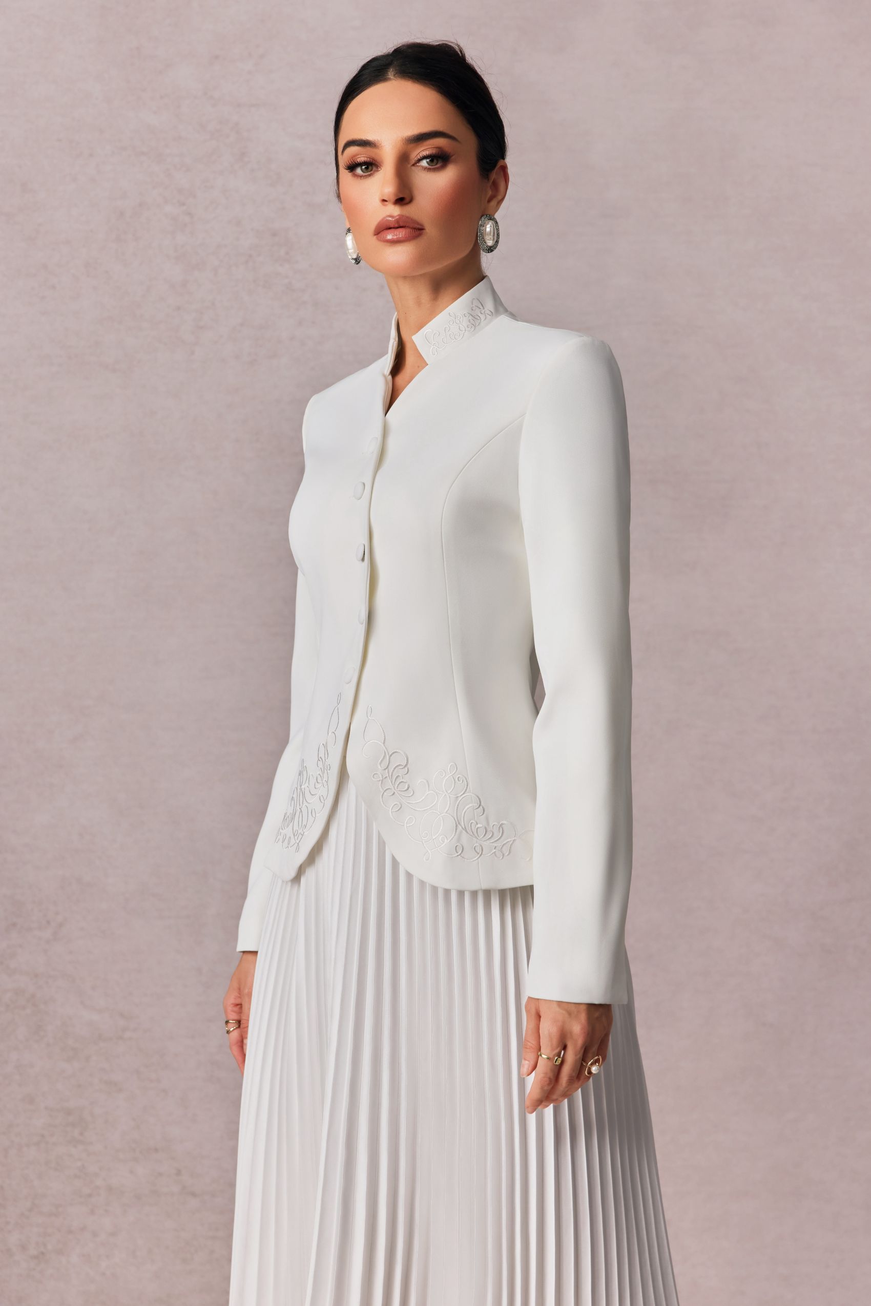 Christine Embroidered Pleated Skirt Set