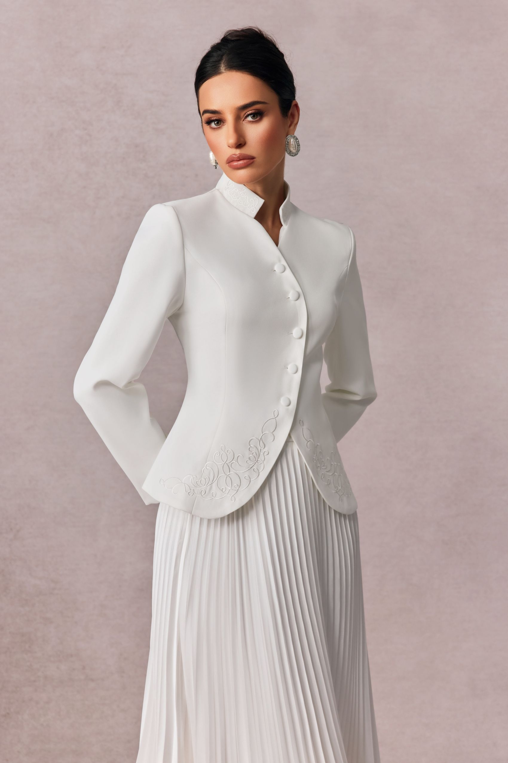 Christine Embroidered Pleated Skirt Set