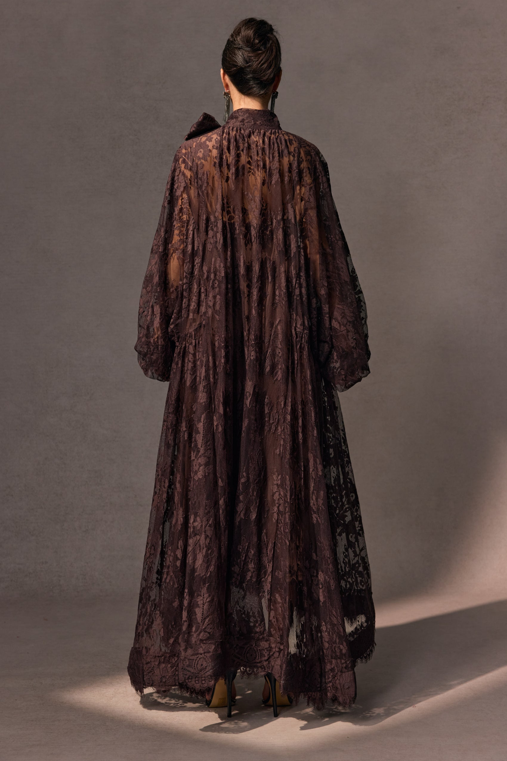 Catharine Floral Lace Sheer Long Dress