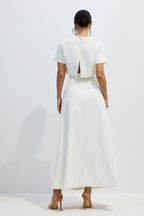 Angelica Short-Sleeved Top and Skirt Set with Floral Applique